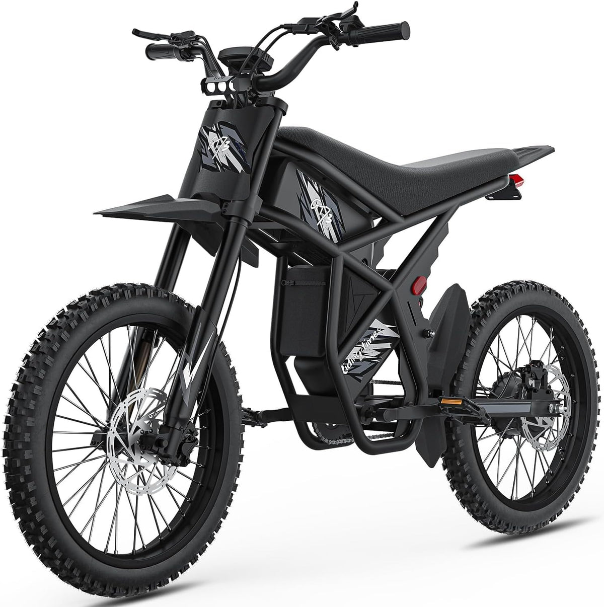 Riding times GT73 dirt bike full side profile — dirt-bike geometry with upright fork and knobby tires