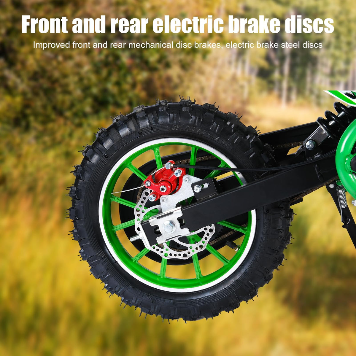 Shulemin dirt bike rear wheel and chain view