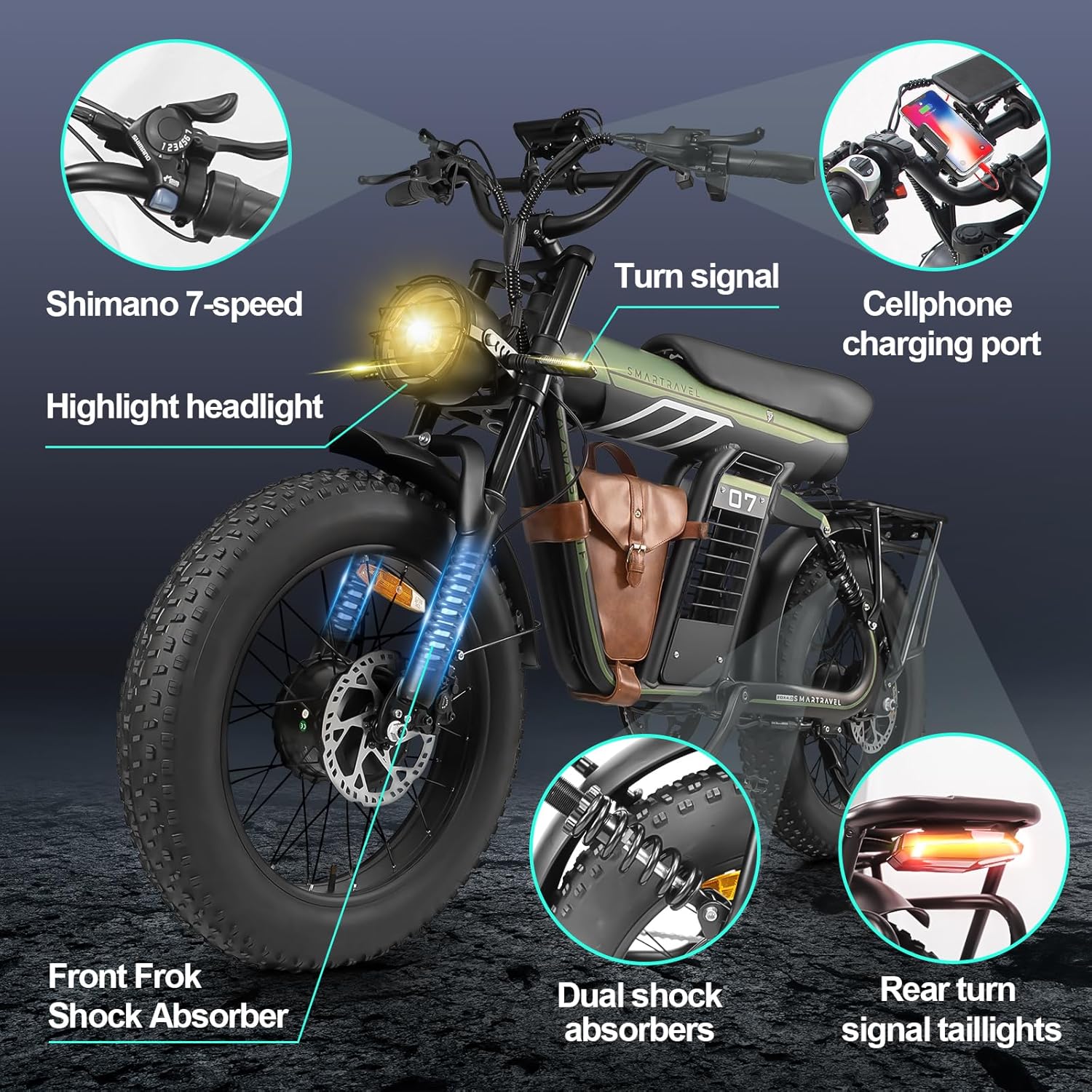 Smartravel ST201F Pro fat tire detail