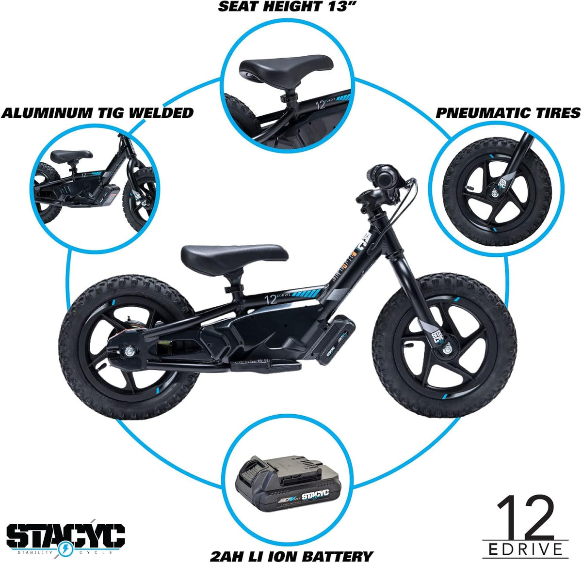 STACYC kids bike seat detail