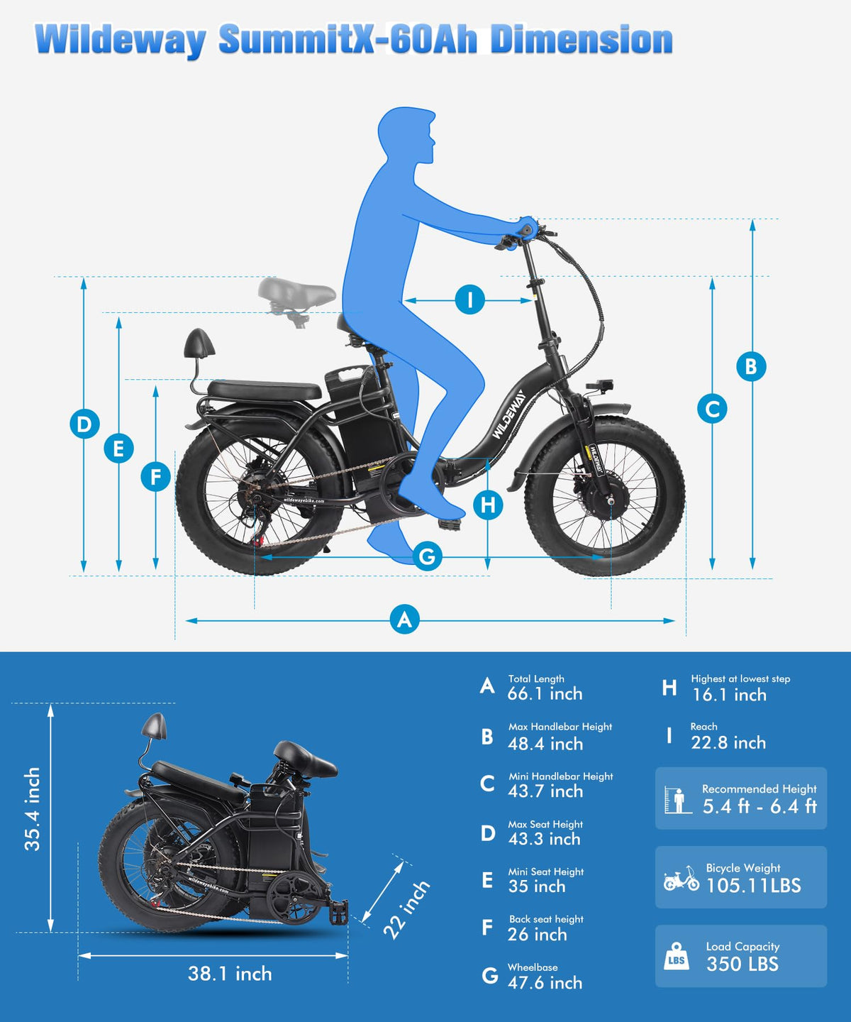 SummitX 1000W Folding E-Bike - Long Range 250km image 14