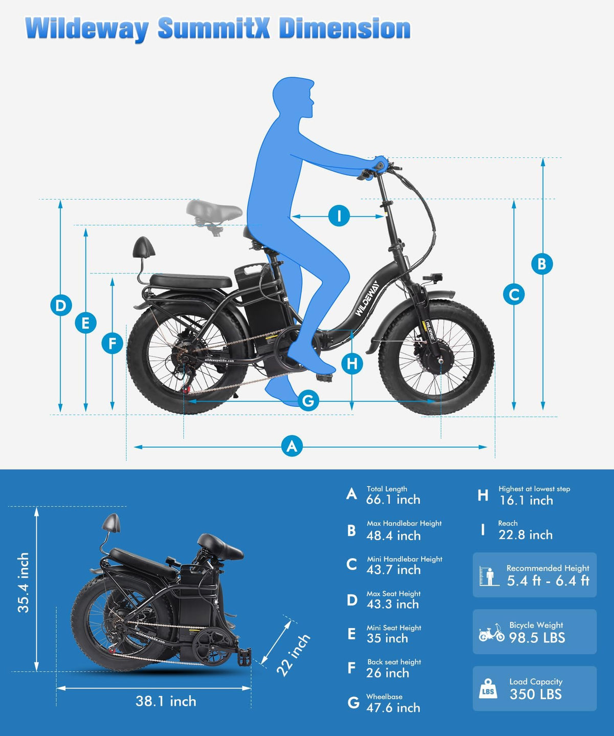 SummitX 1000W Folding E-Bike - Long Range 250km image 20