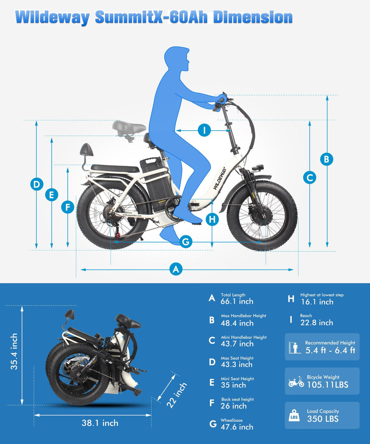 SummitX 1000W Folding E-Bike - Long Range 250km image 36