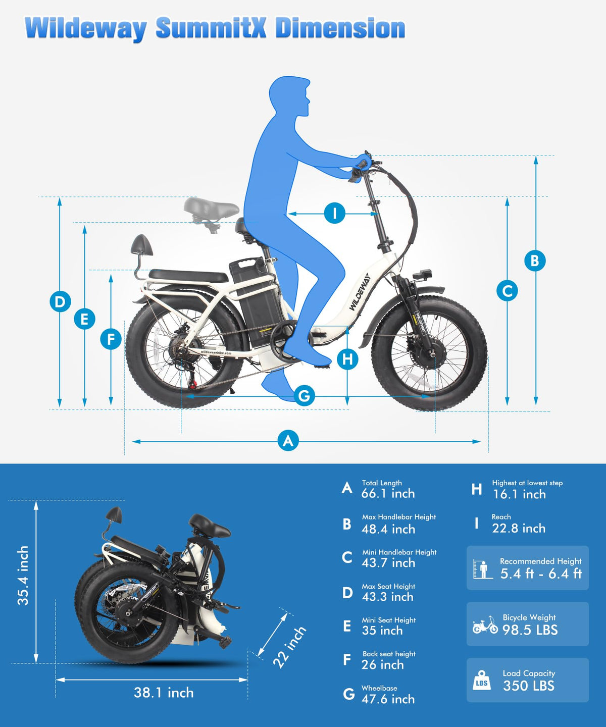 SummitX 1000W Folding E-Bike - Long Range 250km image 60