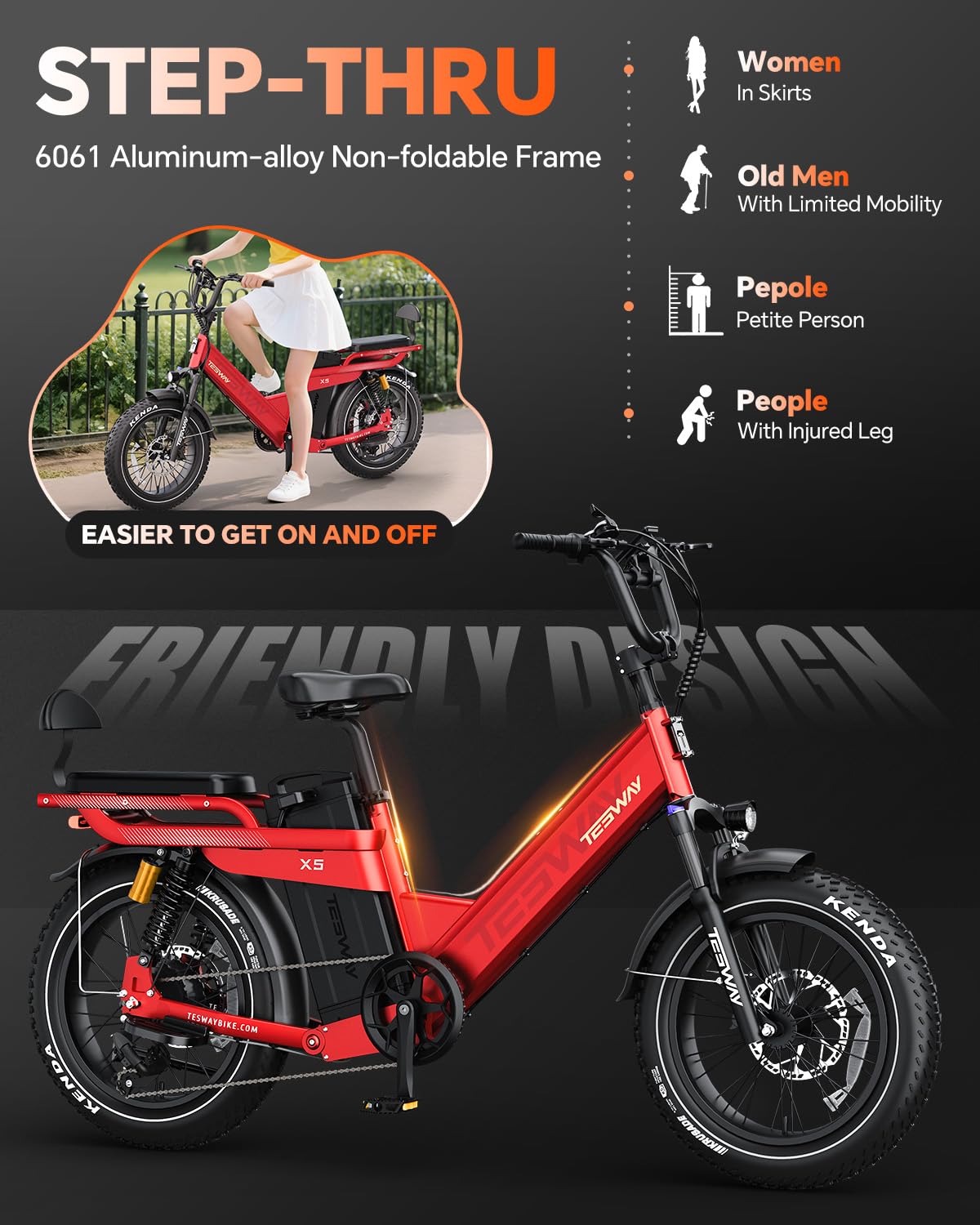 TESWAY X5 Pro Electric Bike Canada – Dual Motor 60Ah Long Range E-Bike image 20