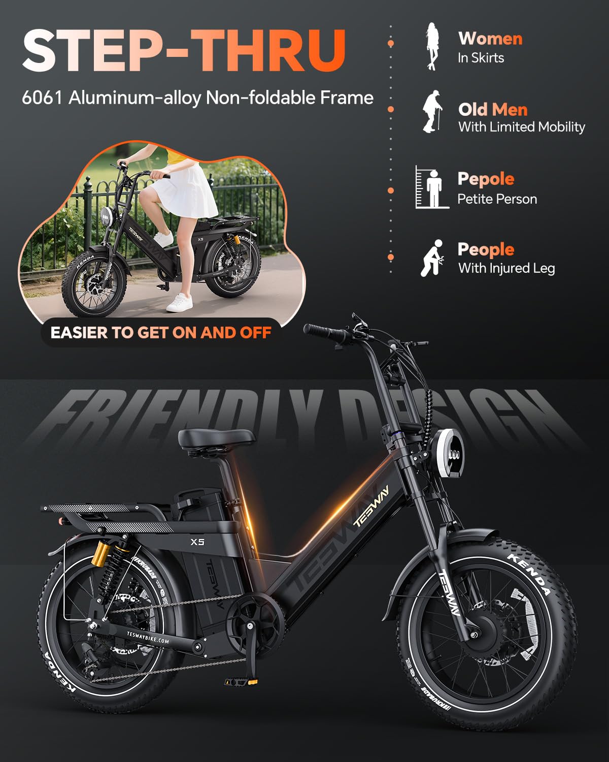 TESWAY X5 Pro Electric Bike Canada – Dual Motor 60Ah Long Range E-Bike image 27