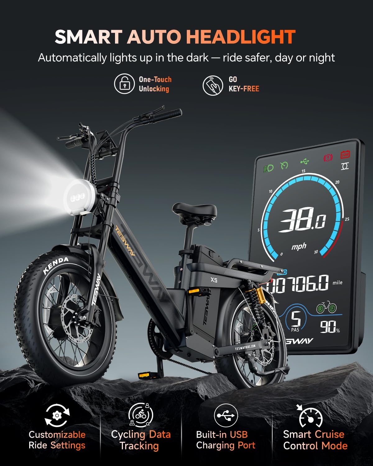TESWAY X5 Pro Electric Bike Canada – Dual Motor 60Ah Long Range E-Bike image 30