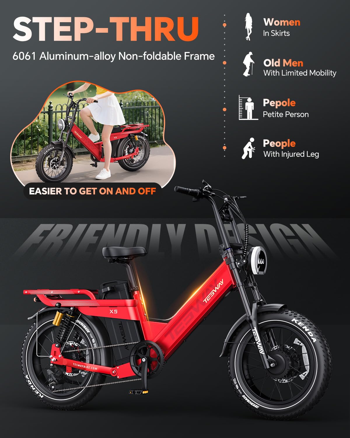 TESWAY X5 Pro Electric Bike Canada – Dual Motor 60Ah Long Range E-Bike image 36