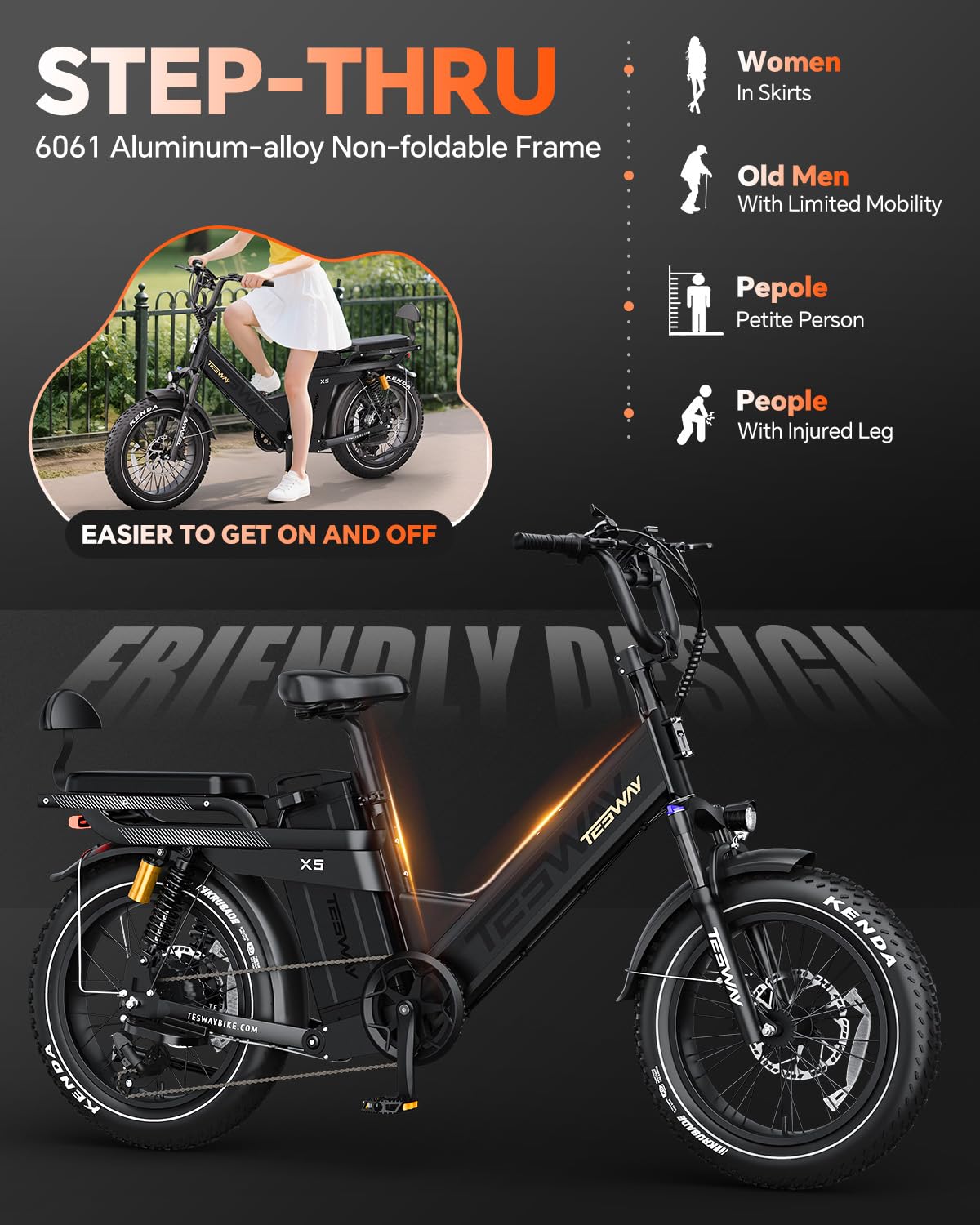 TESWAY X5 Pro Electric Bike Canada – Dual Motor 60Ah Long Range E-Bike image 59