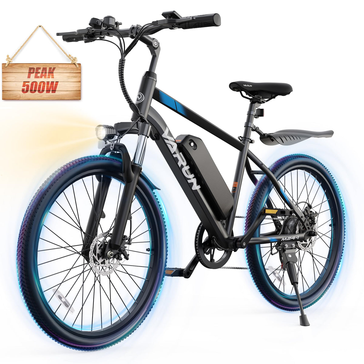 VARUN 500W rear angle with the rack and wheel line visible
