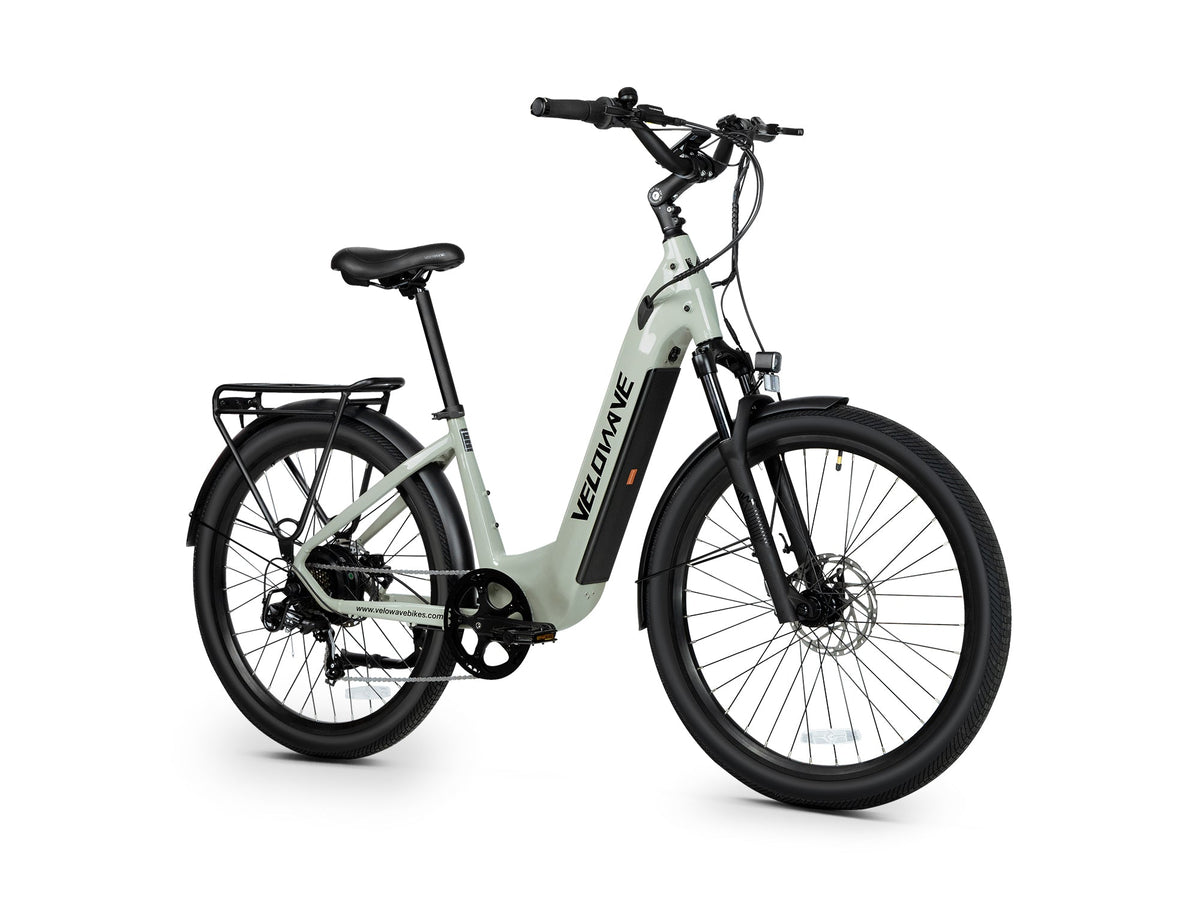 Velowave Breeze T step-through electric bike Canada commuter stance
