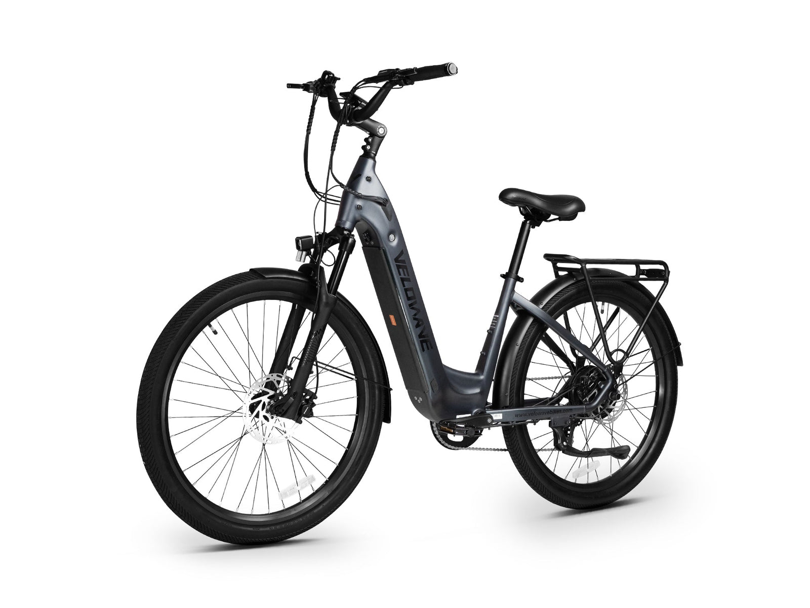 Velowave Breeze T step-through electric bike Canada rear carrier angle