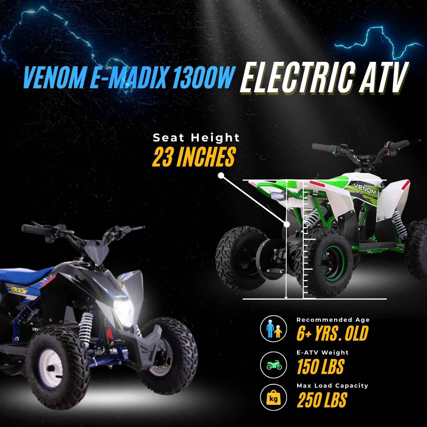 Venom E-Madix 1300W electric ATV rear angle Canada