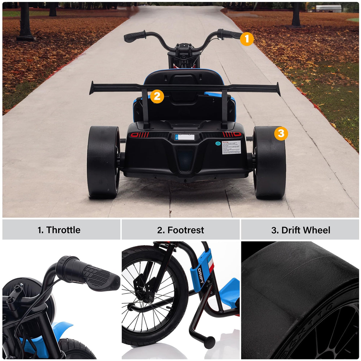 Voltz Toys drift trike seat closeup