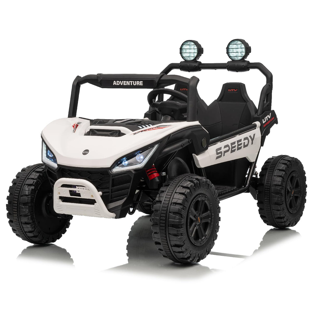 Close-up of the Voltz 24V kids UTV dashboard