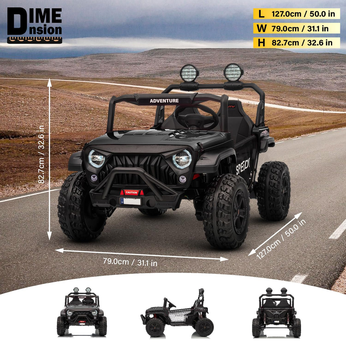 Voltz 24V kids UTV parked angle