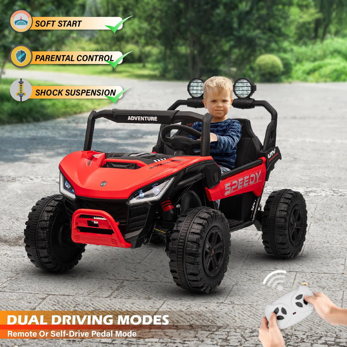 Voltz 24V kids UTV rear seat view