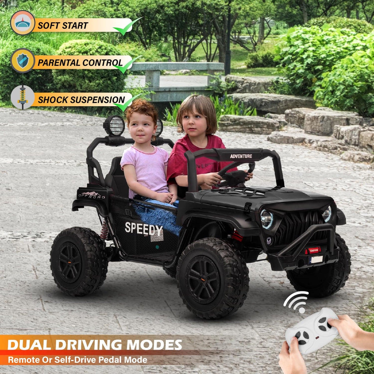 Voltz 24V kids UTV rear stance