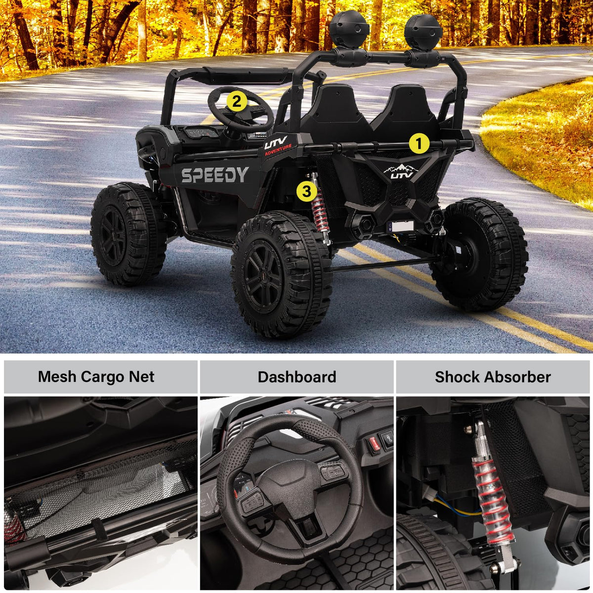 Voltz 24V kids UTV rear three-quarter view