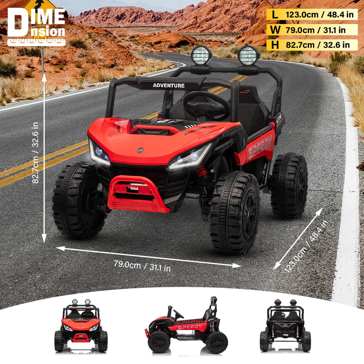 Voltz 24V kids UTV suspension detail
