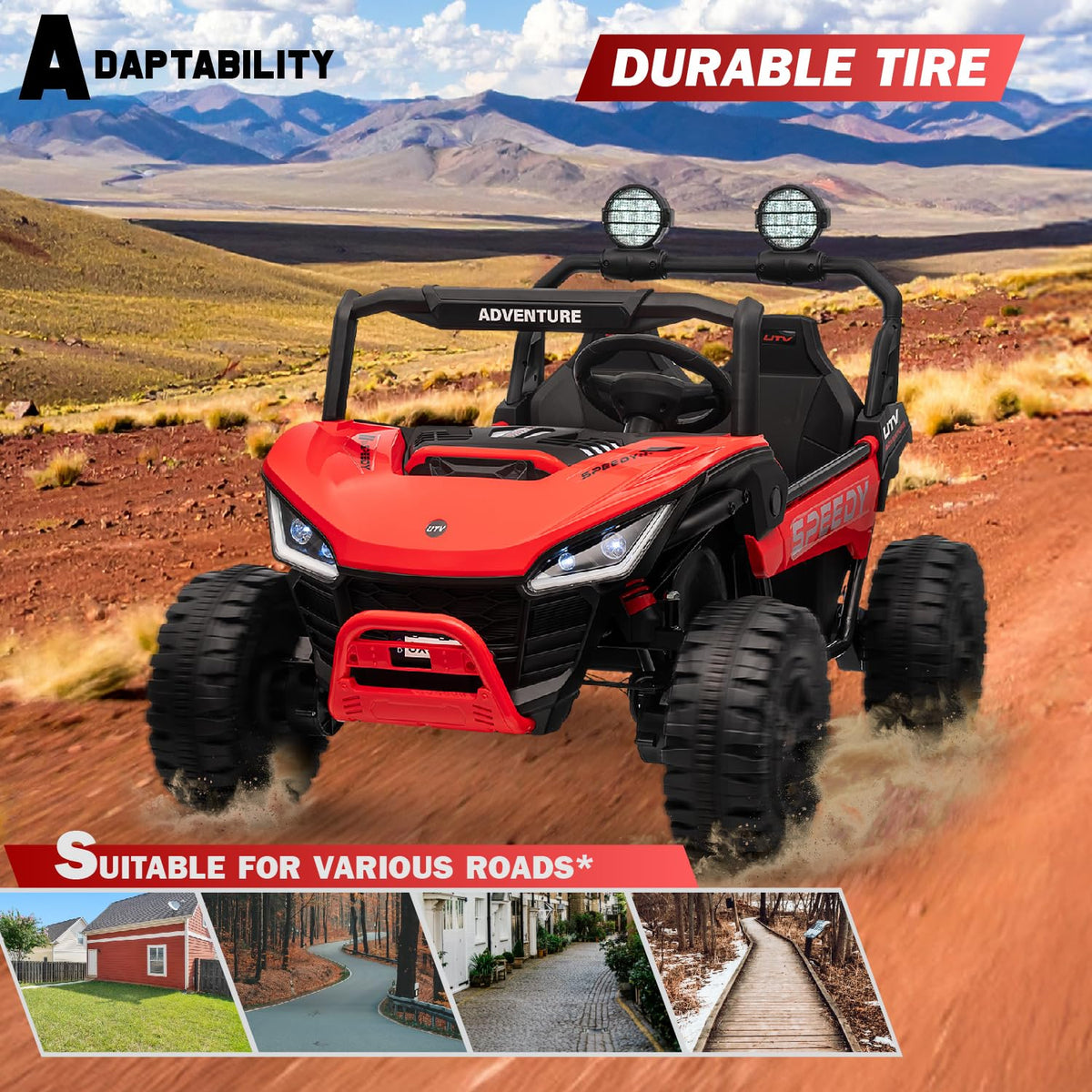 Voltz 24V kids UTV trail-ready view