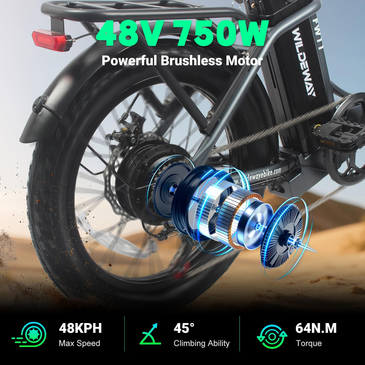 Wildeway FW11 Step-Thru Folding Fat Tire E-Bike Canada image 5