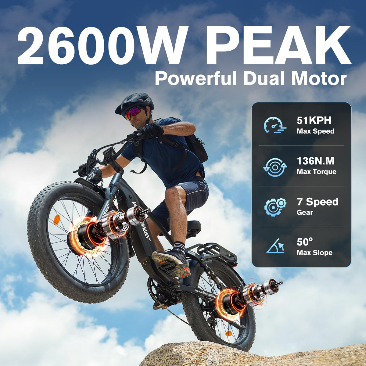 Wildeway Wander 2600W Dual-Motor Fat Tire E-Bike Canada image 45
