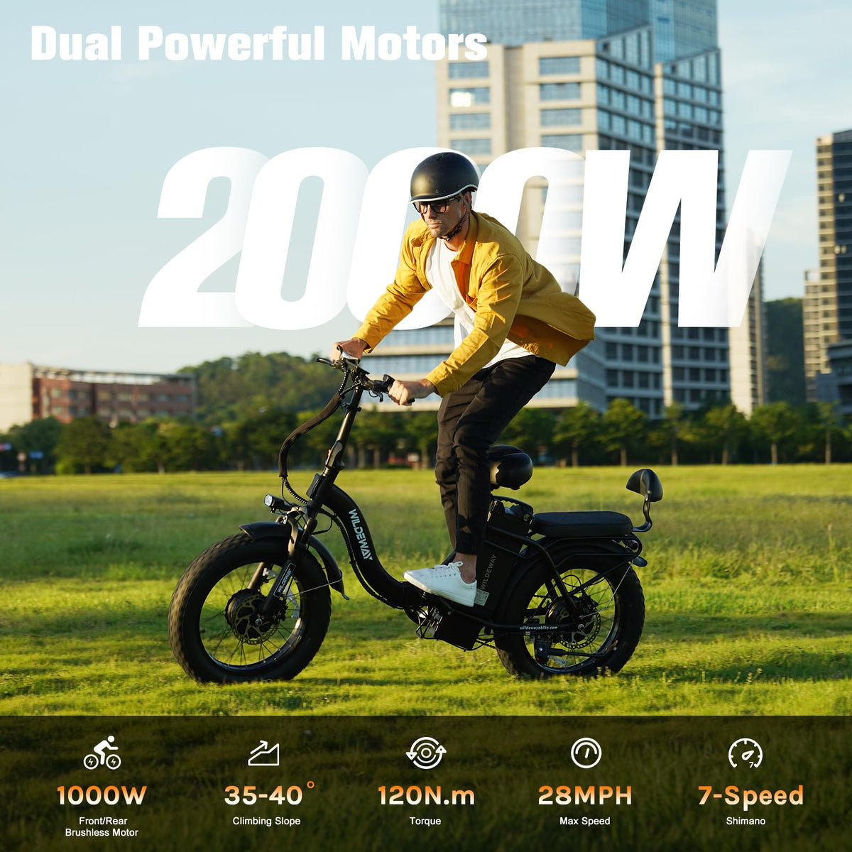 WildWay 2000W fat tire e-bike feature graphic