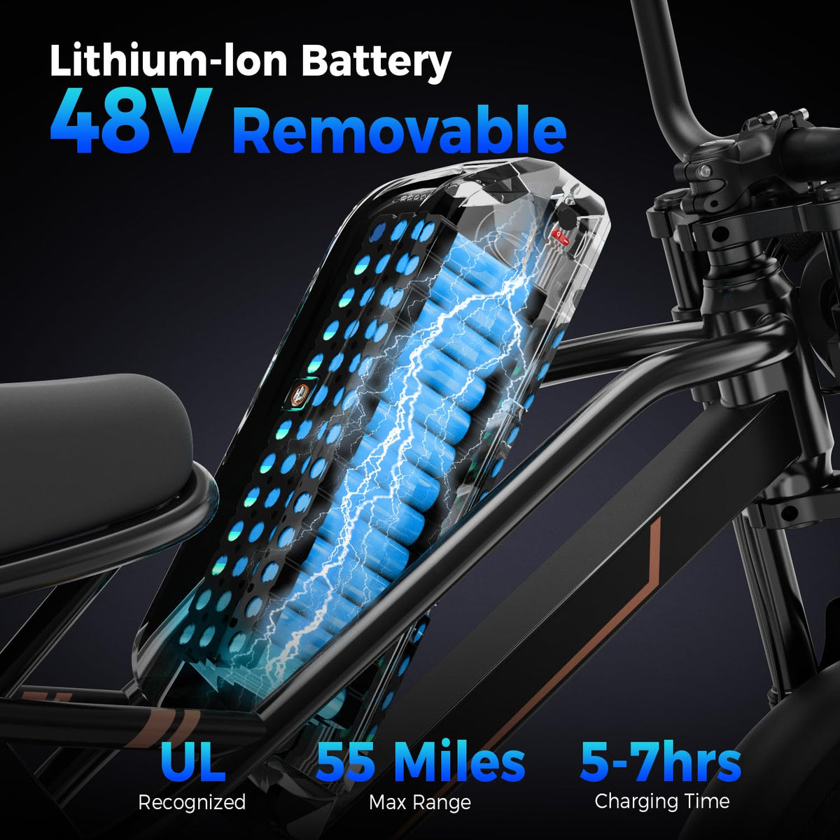 YR16 all-terrain fat tire e-bike handlebar detail