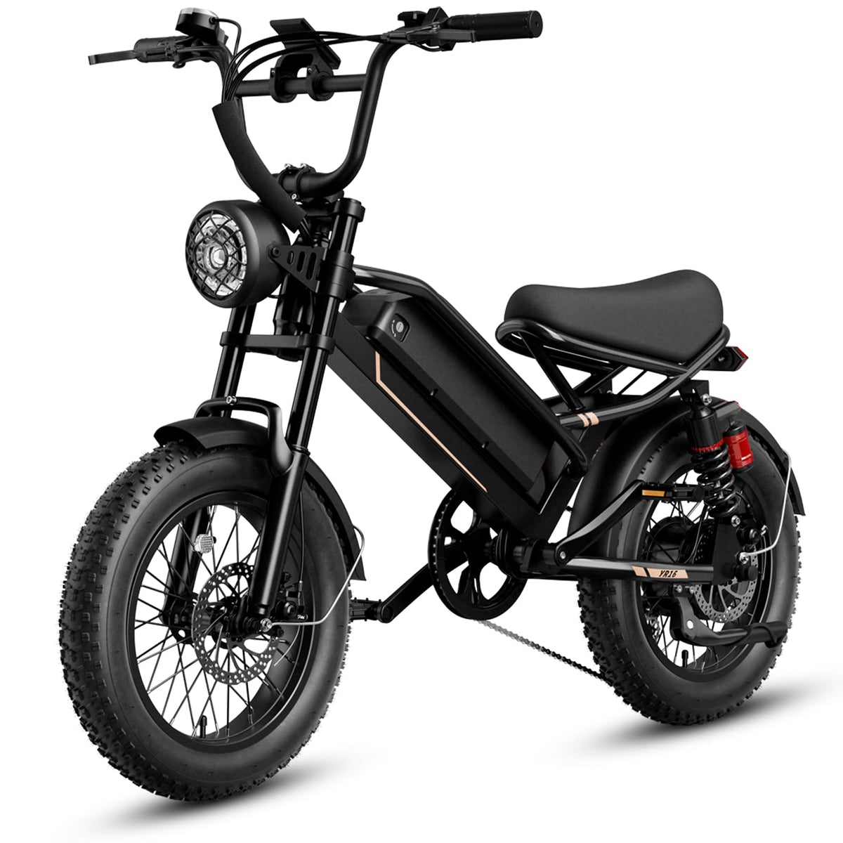 YR16 all-terrain fat tire e-bike rear three-quarter view