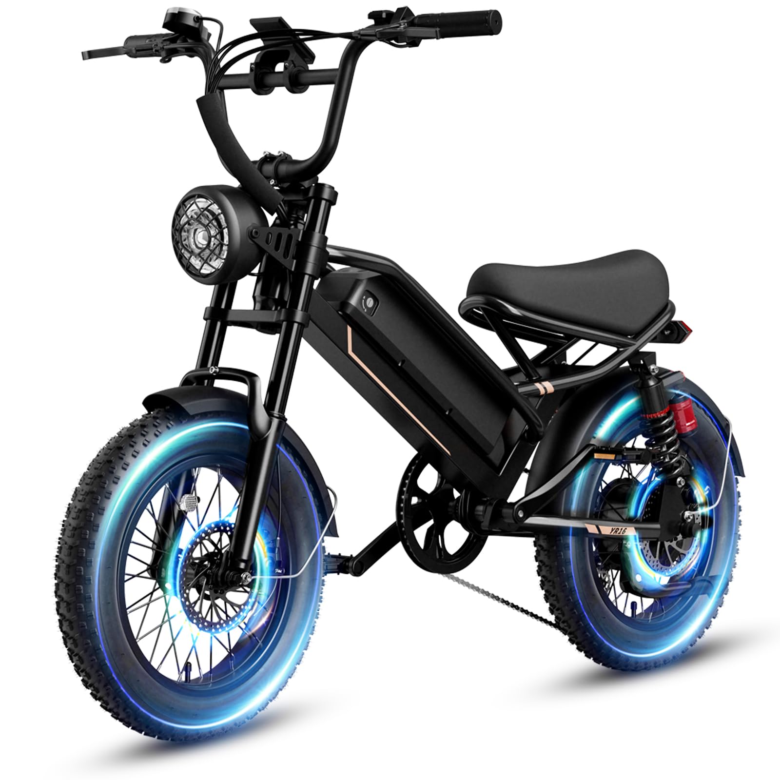 YR16 all-terrain fat tire e-bike front view
