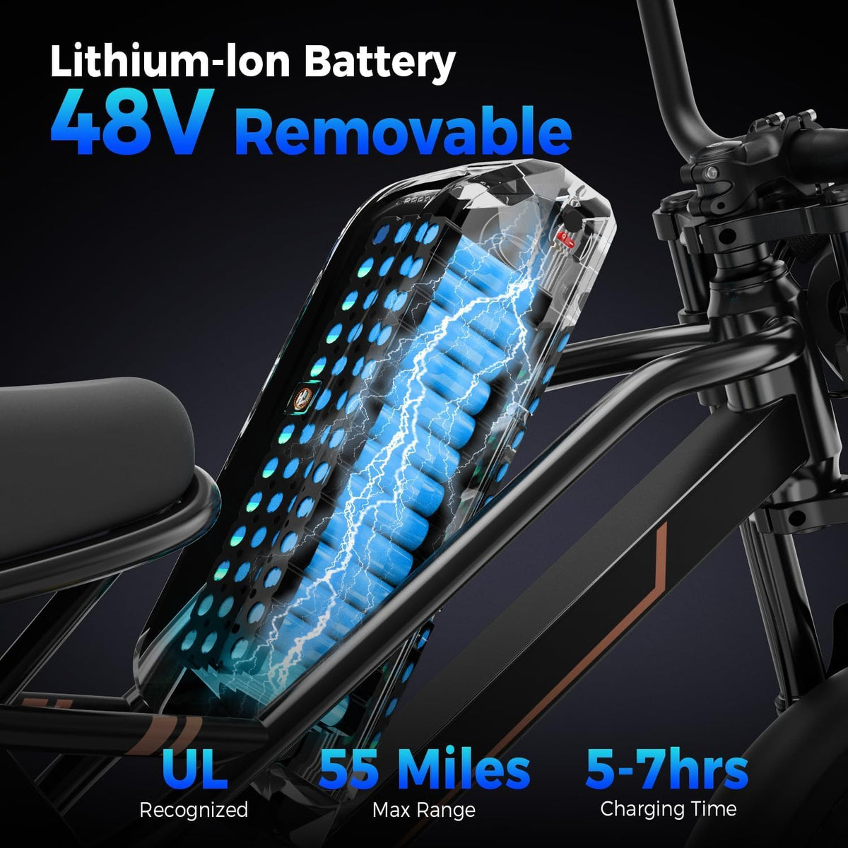 YR16 all-terrain fat tire e-bike suspension detail