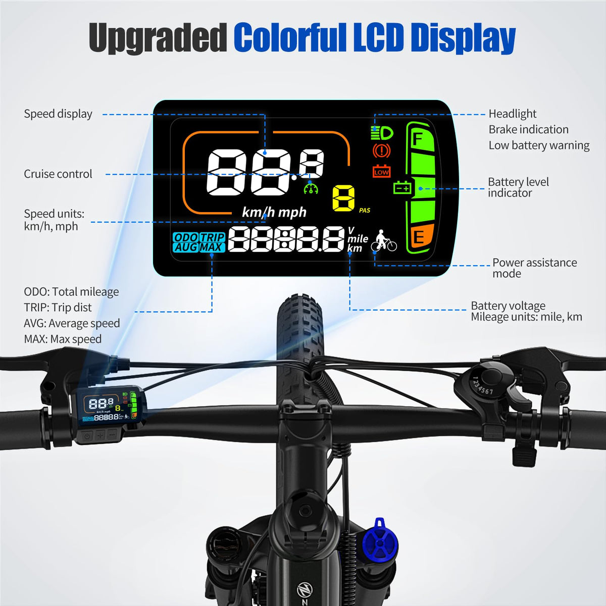 ZDZA 1000W e-bike rear angle with trail-ready stance