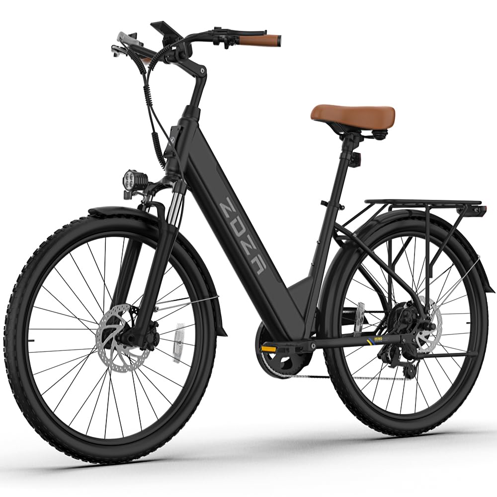 ZDZA ZA02 step-through cruiser full side view — the low frame opening makes mounting effortless in a dress, skirt, or stiff work trousers