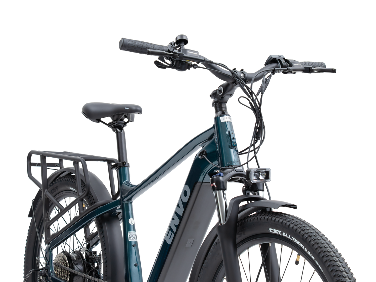 ENVO D50 electric bike, handlebar and front detail