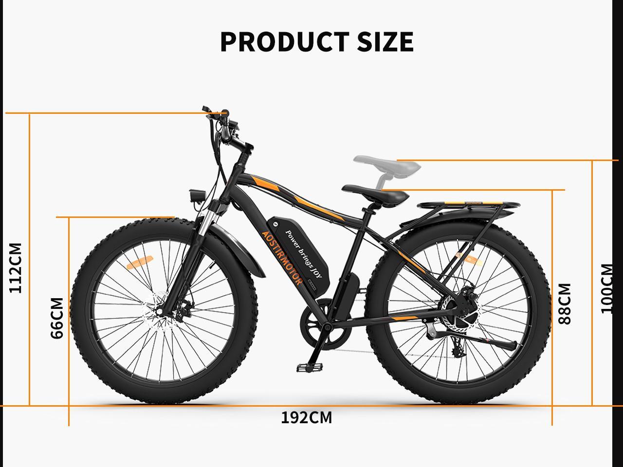 AOSTIRMOTOR S07-B 750W Fat Tire Electric Mountain Bike Canada front suspension side profile