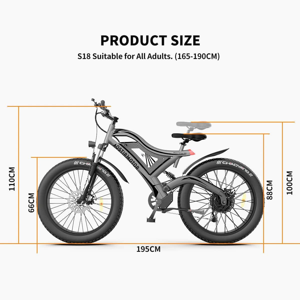 AOSTIRMOTOR S18 750W Full Suspension Fat Tire E-Bike Canada rear suspension detail